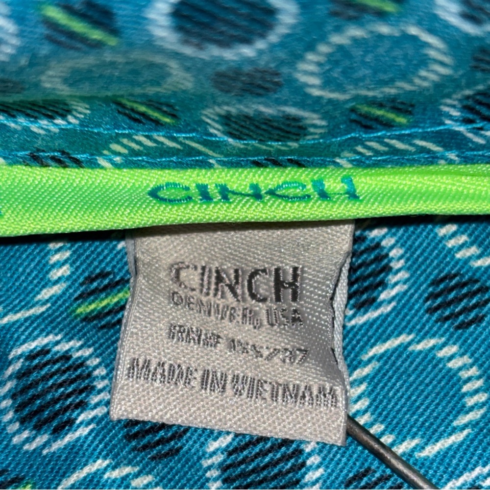 Cinch Blue And Green Patterned Button Down Shirt - image 6